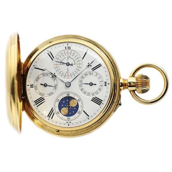 Swiss watch with perpetual calendar and moon phases Circa 1880