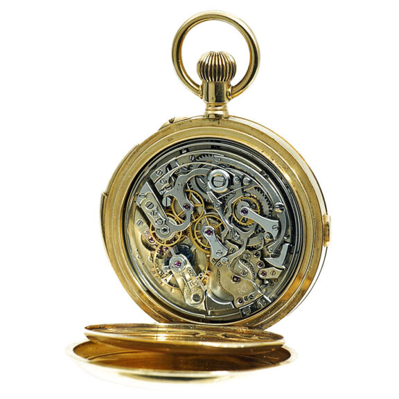 Swiss gold enamel minute repeating pocket chronograph Circa 1880 Swiss gold enamel minute repeating pocket chronograph Circa 1880