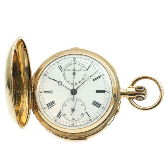 Swiss gold enamel minute repeating pocket chronograph Circa 1880