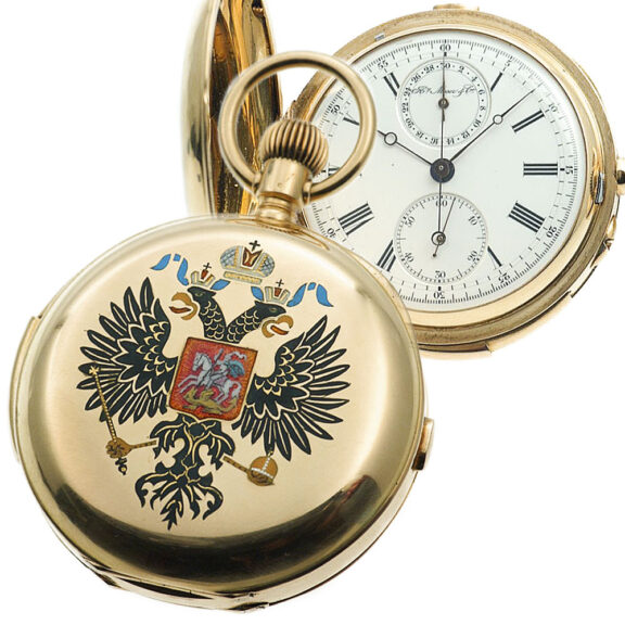 Swiss gold enamel minute repeating pocket chronograph Circa 1880