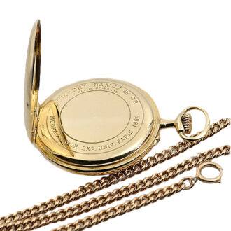 Swiss dress watch with gold chain, original box and certificate Circa 1890