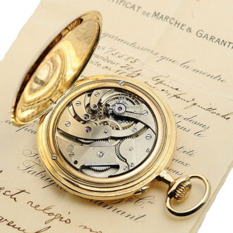 Swiss dress watch with gold chain, original box and certificate Circa 1890