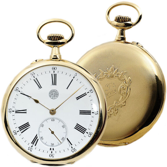 Swiss dress watch with gold chain, original box and certificate Circa 1890
