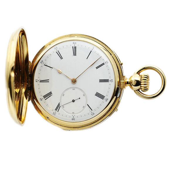 Swiss 18-carat gold hunting cased pocket chronometer Circa 1870 Swiss 18-carat gold hunting cased pocket chronometer Circa 1870