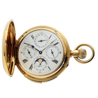 Swiss rose gold hunting cased complicated lever Circa 1890
