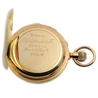Swiss rose gold hunting cased complicated lever Circa 1890