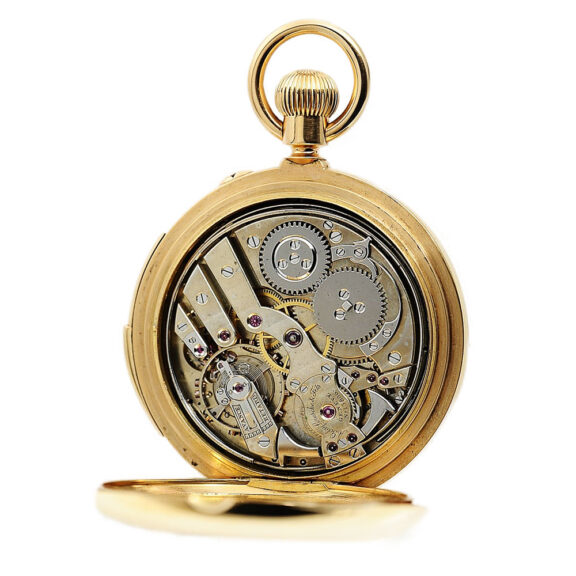 Swiss rose gold hunting cased complicated lever Circa 1890 Swiss rose gold hunting cased complicated lever Circa 1890