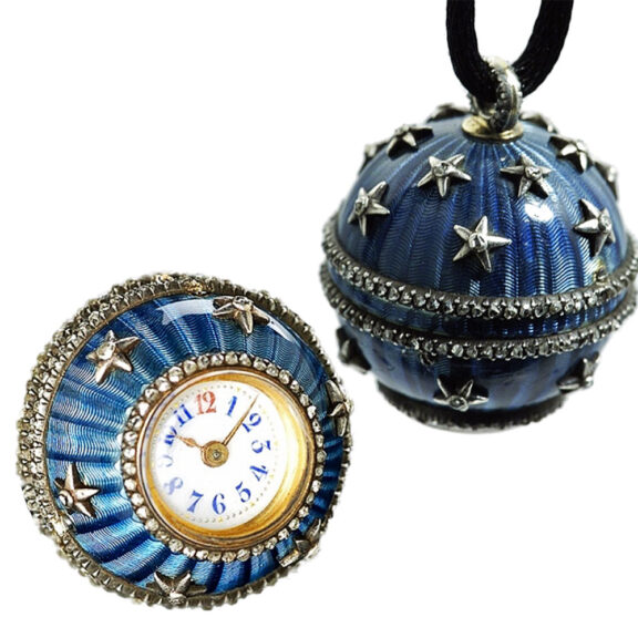 Swiss miniature pendant watch in the shape of a ball Circa 1900