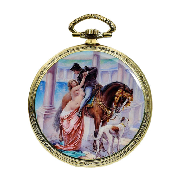 American decorative gold enamel pendant watch Circa 1929 American decorative gold enamel pendant watch Circa 1929