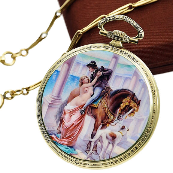 American decorative gold enamel pendant watch Circa 1929 American decorative gold enamel pendant watch Circa 1929