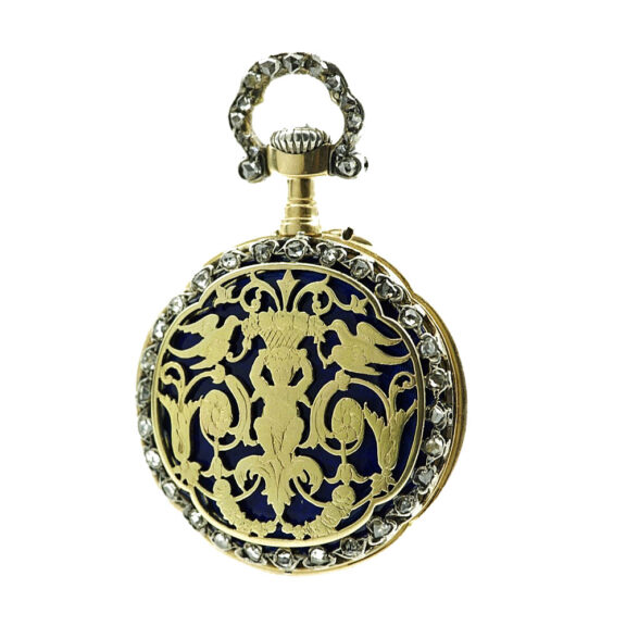 French gold, enamel and diamond set lever watch Circa 1910 French gold, enamel and diamond set lever watch Circa 1910