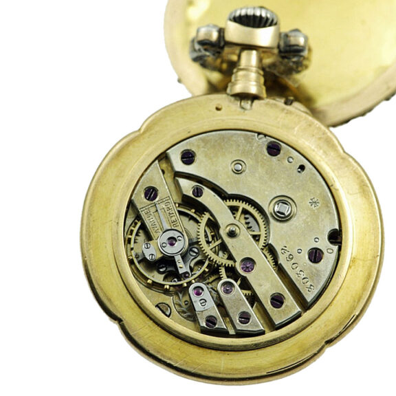 French gold, enamel and diamond set lever watch Circa 1910 French gold, enamel and diamond set lever watch Circa 1910