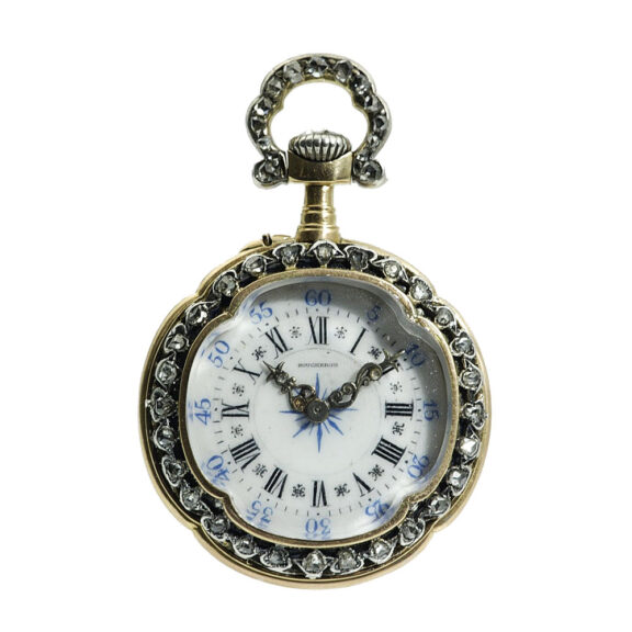 French gold, enamel and diamond set lever watch Circa 1910 French gold, enamel and diamond set lever watch Circa 1910