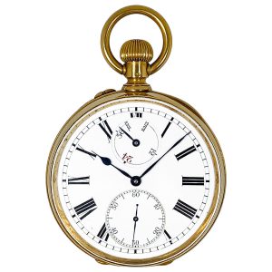 Unusual 18K gold lever deck watch with power reserve Circa 1915