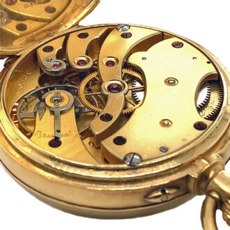 Unusual 18K gold lever deck watch with power reserve Circa 1915