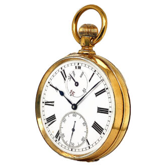 Unusual 18K gold lever deck watch with power reserve Circa 1915
