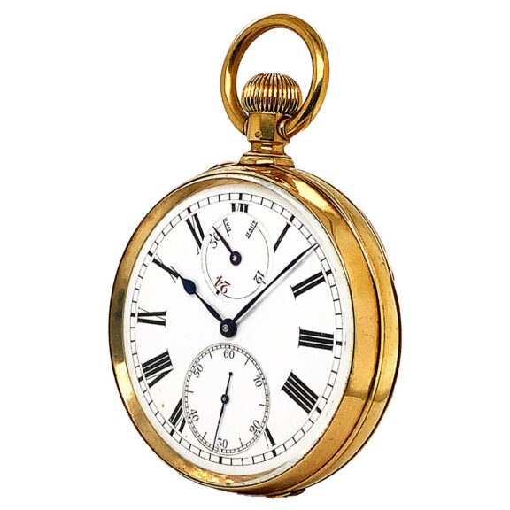 Unusual 18K gold lever deck watch with power reserve Circa 1915 Unusual 18K gold lever deck watch with power reserve Circa 1915