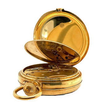 Unusual 18K gold lever deck watch with power reserve Circa 1915