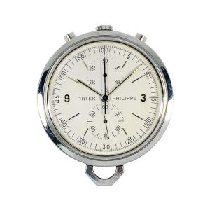 Swiss stainless steel pocket watch with chronograph Circa 1966