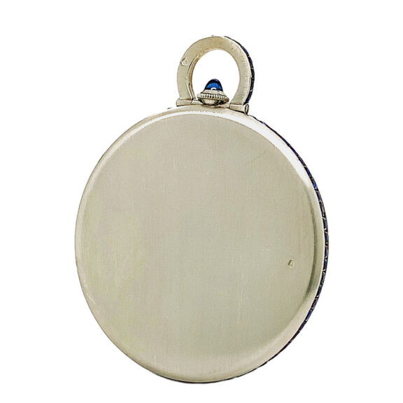 Flat Swiss pocket watch in a platinum sapphire-set case Circa 1926 Flat Swiss pocket watch in a platinum sapphire-set case Circa 1926