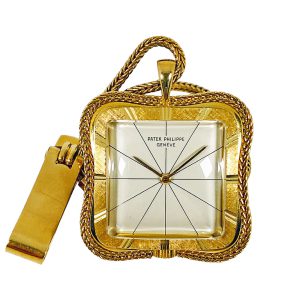 Extremely rare Swiss golf square pocket watch with chain Circa 1962