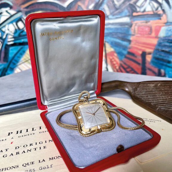 Extremely rare Swiss golf square pocket watch with chain Circa 1962 Extremely rare Swiss golf square pocket watch with chain Circa 1962