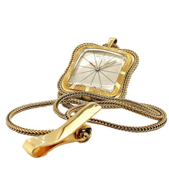 Extremely rare Swiss golf square pocket watch with chain Circa 1962