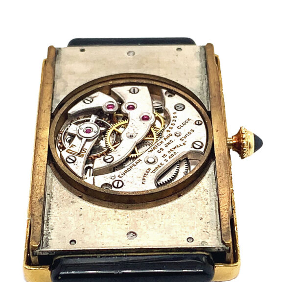 Rare French Art Deco gold enamel handbag watch Circa 1929 Rare French Art Deco gold enamel handbag watch Circa 1929