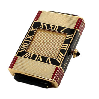 Rare French Art Deco gold enamel handbag watch Circa 1929