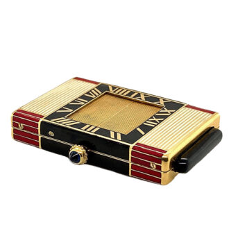 Rare French Art Deco gold enamel handbag watch Circa 1929