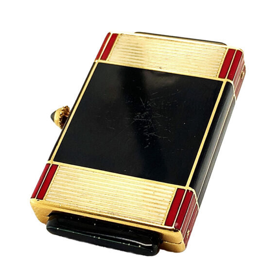 Rare French Art Deco gold enamel handbag watch Circa 1929 Rare French Art Deco gold enamel handbag watch Circa 1929