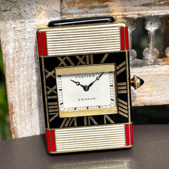 Rare French Art Deco gold enamel handbag watch Circa 1929