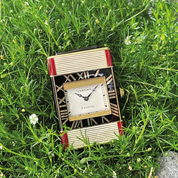 Rare French Art Deco gold enamel handbag watch Circa 1929 Rare French Art Deco gold enamel handbag watch Circa 1929