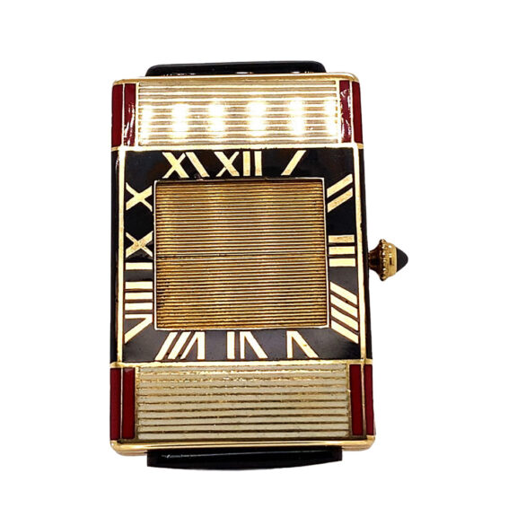 Rare French Art Deco gold enamel handbag watch Circa 1929 Rare French Art Deco gold enamel handbag watch Circa 1929