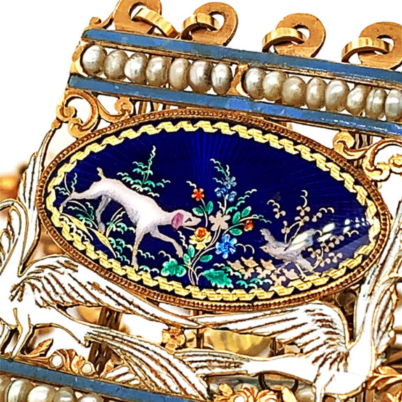 Impressive Swiss gold and enamel verge pocket watch Circa 1800 Impressive Swiss gold and enamel verge pocket watch Circa 1800