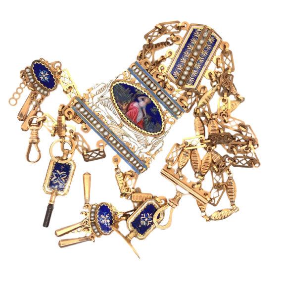 Impressive Swiss gold and enamel verge pocket watch Circa 1800 Impressive Swiss gold and enamel verge pocket watch Circa 1800