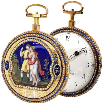 Impressive Swiss gold and enamel verge pocket watch Circa 1800