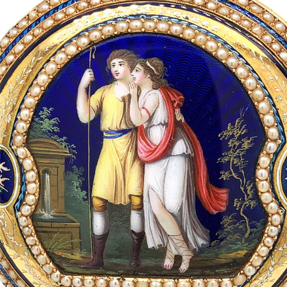 Impressive Swiss gold and enamel verge pocket watch Circa 1800 Impressive Swiss gold and enamel verge pocket watch Circa 1800