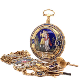 Impressive Swiss gold and enamel verge pocket watch Circa 1800