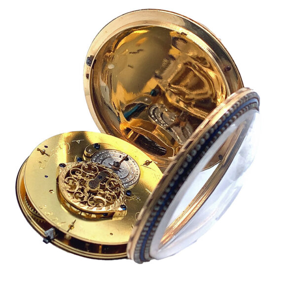 Impressive Swiss gold and enamel verge pocket watch Circa 1800 Impressive Swiss gold and enamel verge pocket watch Circa 1800