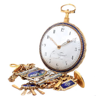 Impressive Swiss gold and enamel verge pocket watch Circa 1800