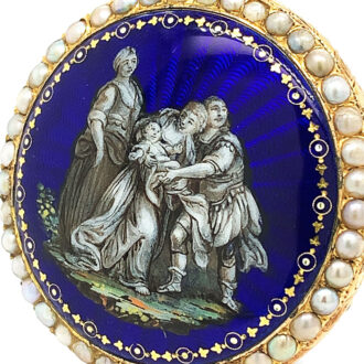 French pearl set gold enamel miniature pocket watch Circa 1785