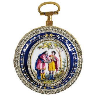 French gemstone set enamel watch with date display Circa 1800