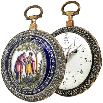 French gemstone set enamel watch with date display Circa 1800