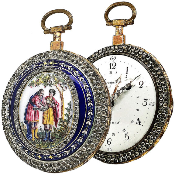 French gemstone set enamel watch with date display Circa 1800