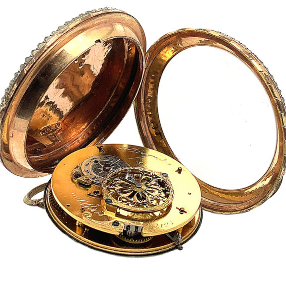 French gemstone set enamel watch with date display Circa 1800 French gemstone set enamel watch with date display Circa 1800