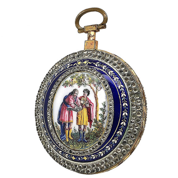 French gemstone set enamel watch with date display Circa 1800 French gemstone set enamel watch with date display Circa 1800