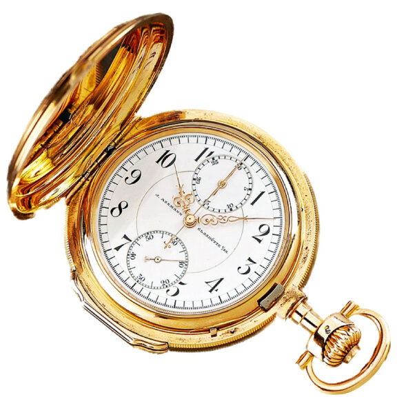 Heavy German gold chronograph watch with register Circa 1905 Heavy German gold chronograph watch with register Circa 1905