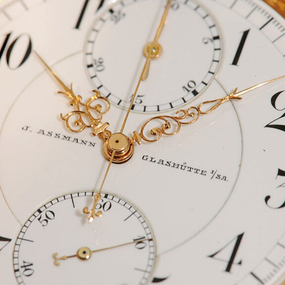 Heavy German gold chronograph watch with register Circa 1905 Heavy German gold chronograph watch with register Circa 1905