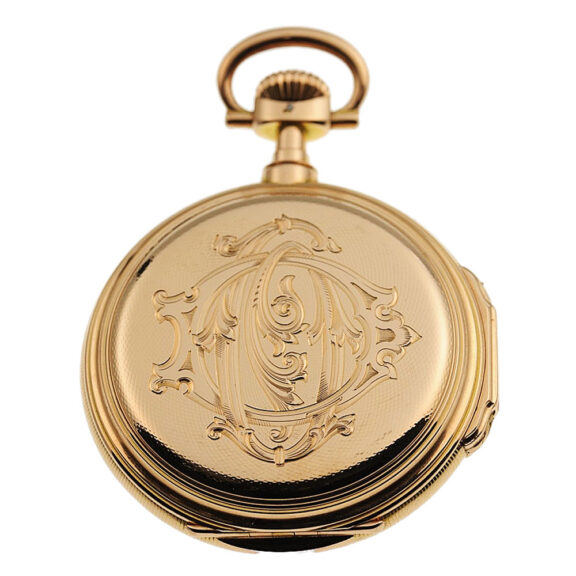 Heavy German gold chronograph watch with register Circa 1905 Heavy German gold chronograph watch with register Circa 1905
